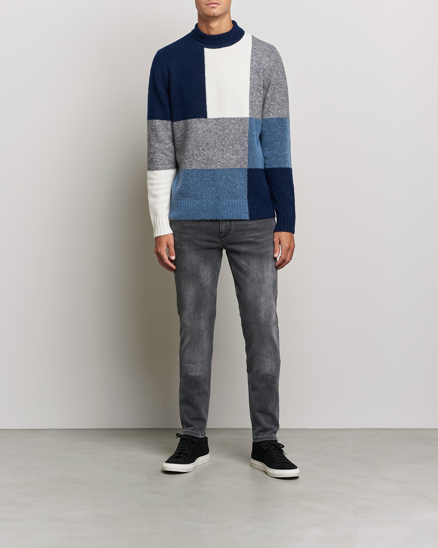 Hombres | Jerséis y prendas de punto | J.Lindeberg | Orian Wool Blend Turtleneck Blue Colorblock
