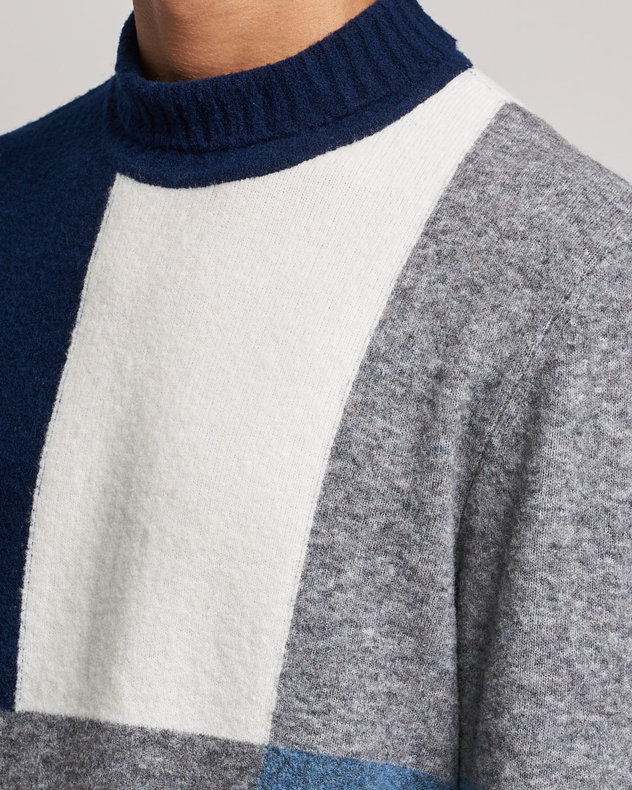 Hombres | Jerséis y prendas de punto | J.Lindeberg | Orian Wool Blend Turtleneck Blue Colorblock