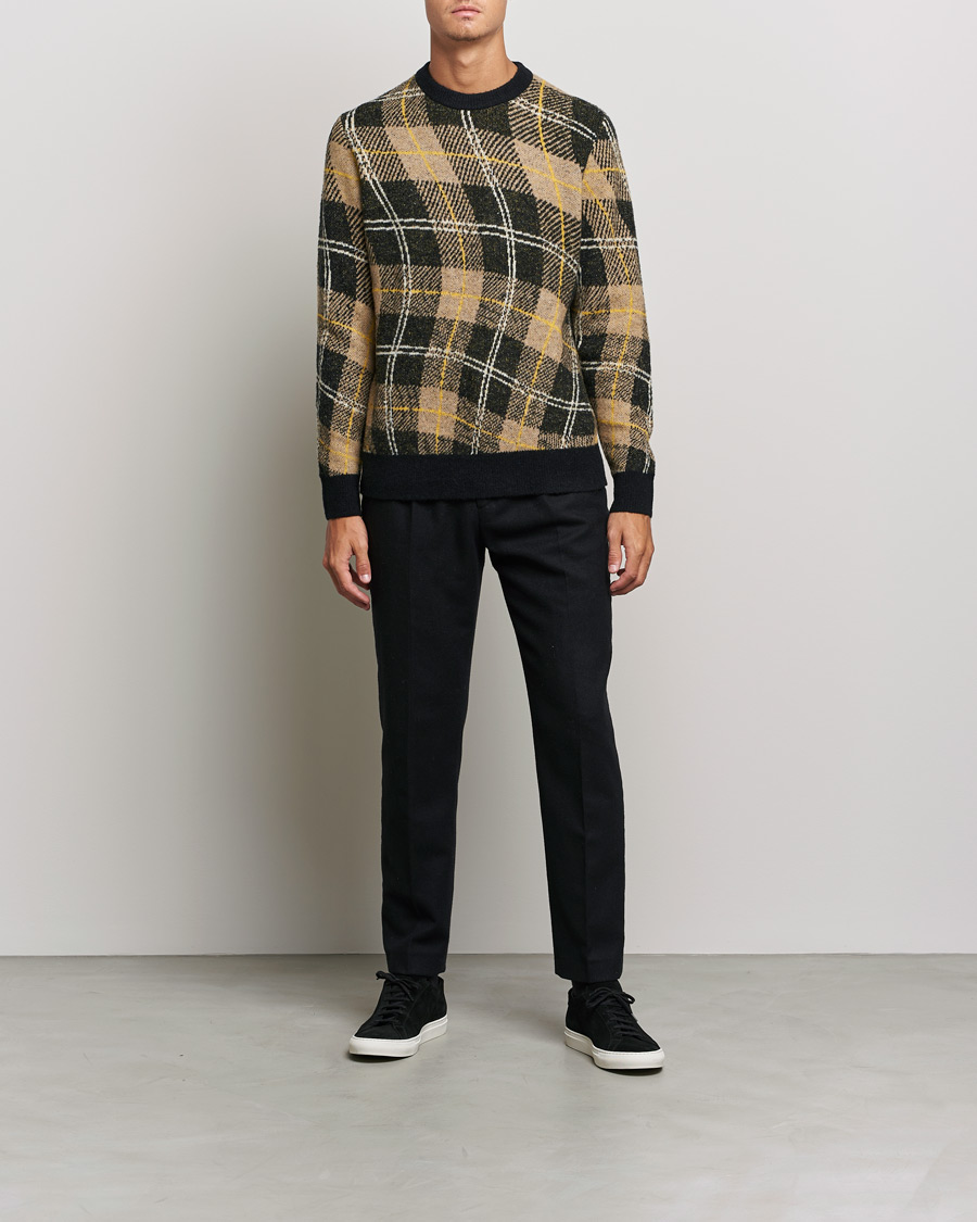 Hombres | Jerséis y prendas de punto | J.Lindeberg | Glen Hairy Jacquard Knitted Crew Neck Tiger Brown