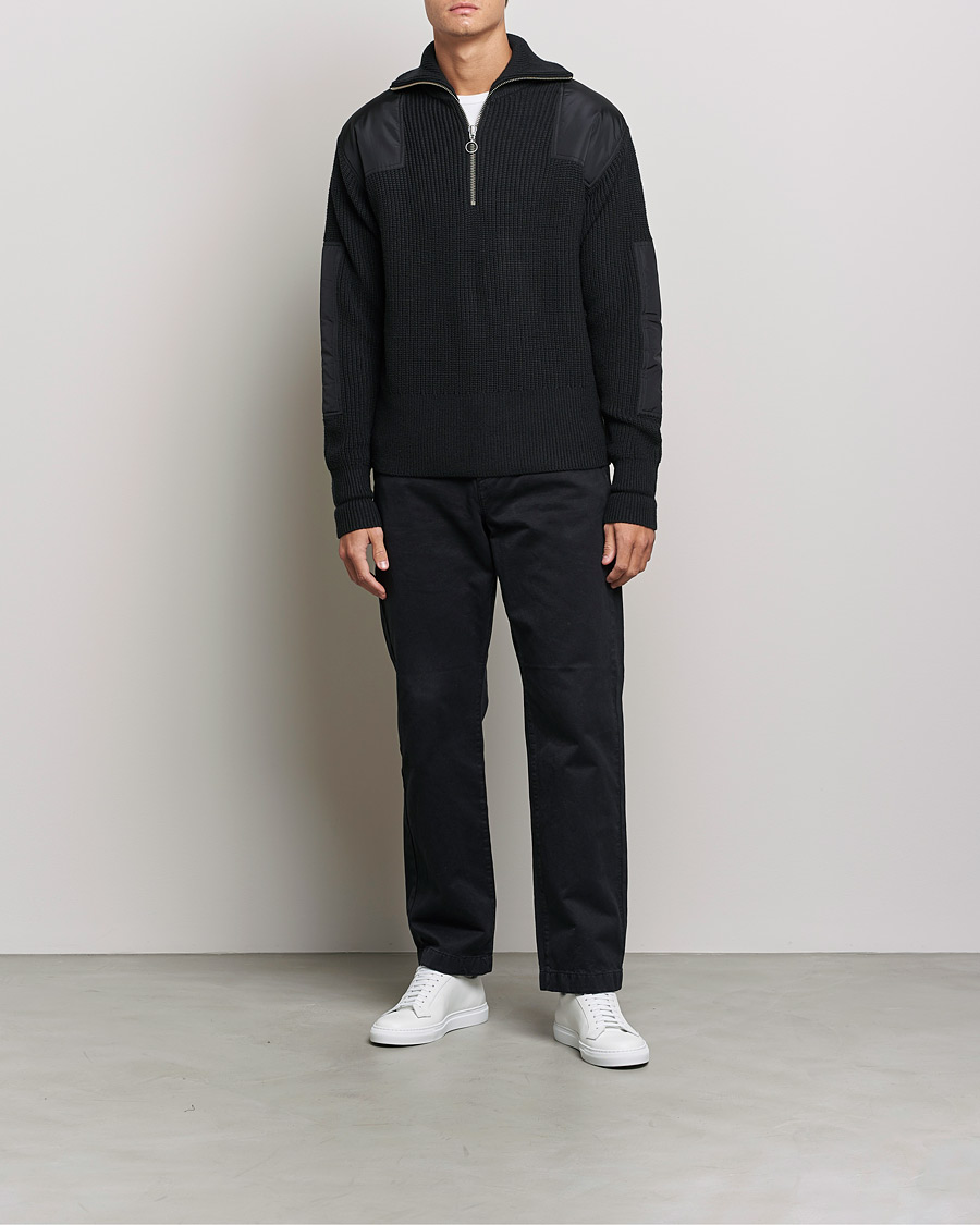 Hombres | Jerséis y prendas de punto | J.Lindeberg | Ethan Chunky Half Zip Black