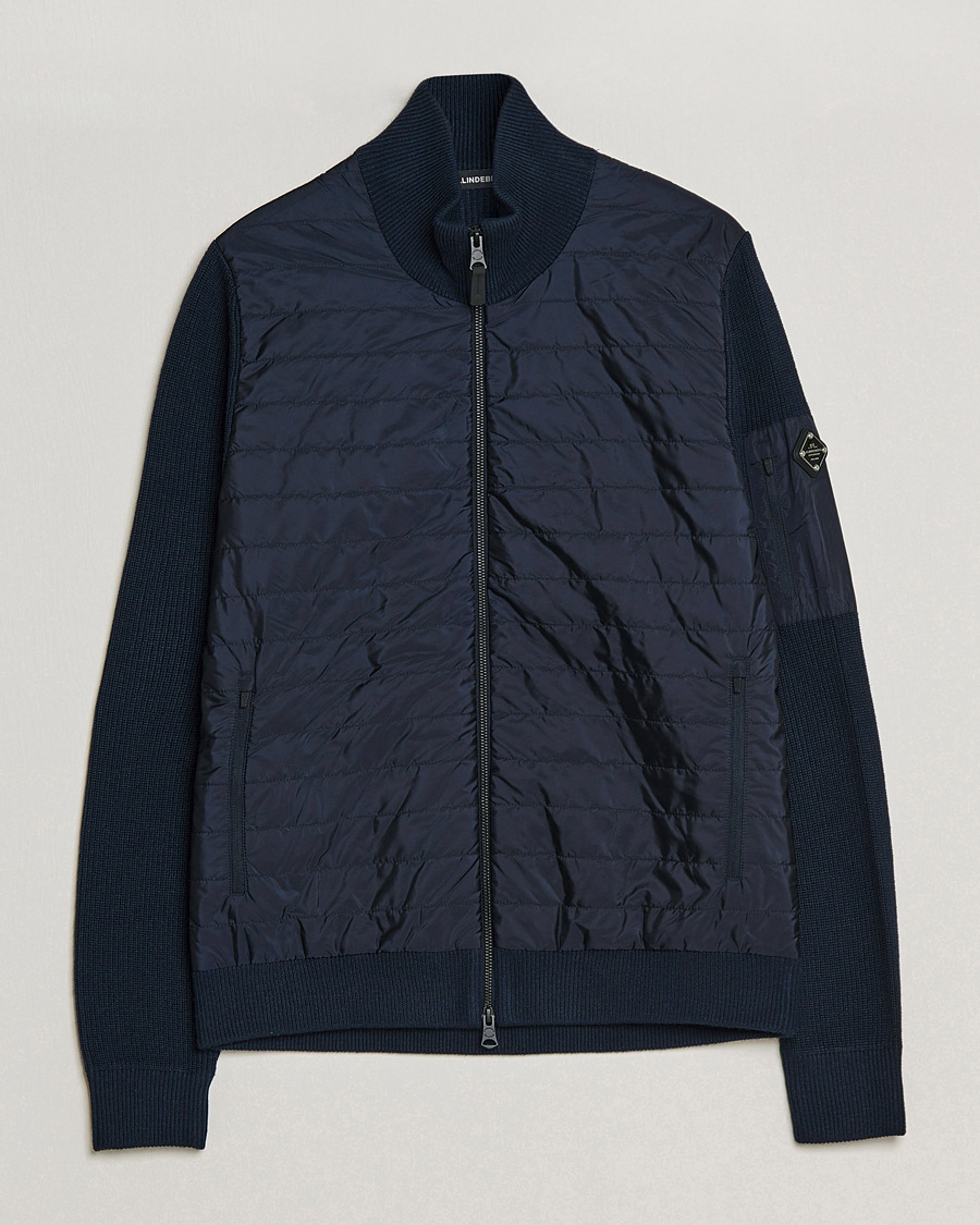 Hombres | Jerséis y prendas de punto | J.Lindeberg | Beck Knitted Hybrid Jacket Navy
