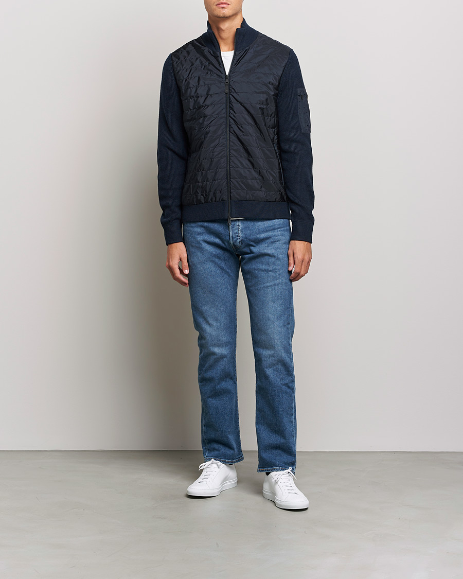 Hombres | Jerséis y prendas de punto | J.Lindeberg | Beck Knitted Hybrid Jacket Navy