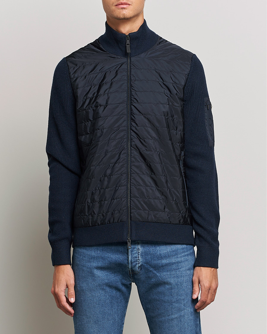 Hombres | Jerséis y prendas de punto | J.Lindeberg | Beck Knitted Hybrid Jacket Navy
