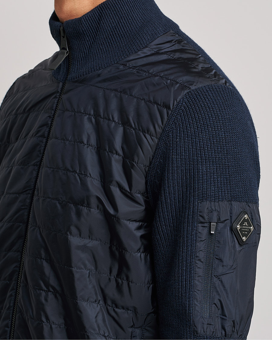 Hombres | Jerséis y prendas de punto | J.Lindeberg | Beck Knitted Hybrid Jacket Navy