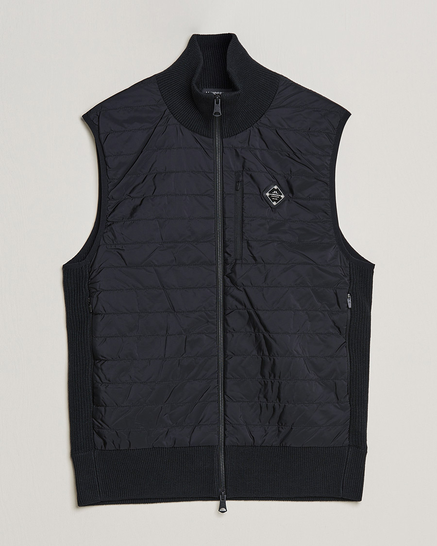 Hombres | Jerséis y prendas de punto | J.Lindeberg | Becket Knitted Hybrid Zip Vest Black