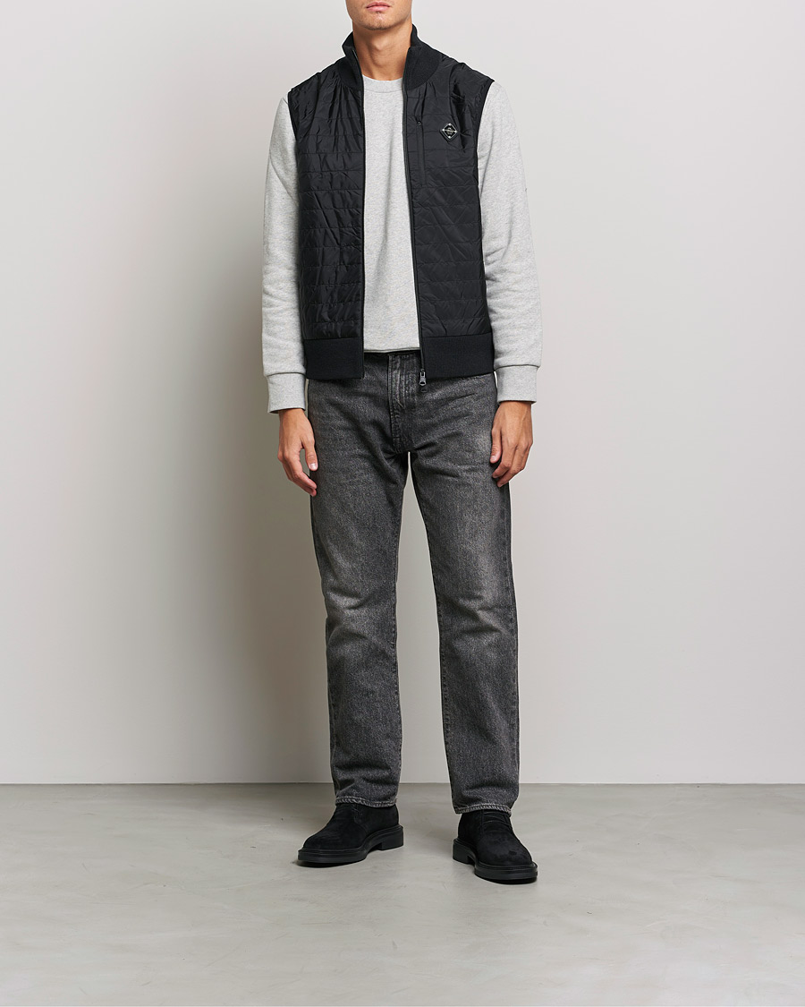 Hombres | Jerséis y prendas de punto | J.Lindeberg | Becket Knitted Hybrid Zip Vest Black