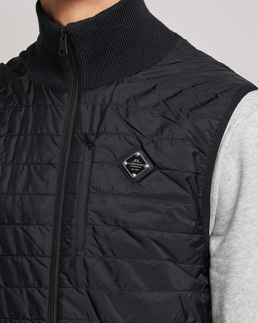 Hombres | Jerséis y prendas de punto | J.Lindeberg | Becket Knitted Hybrid Zip Vest Black