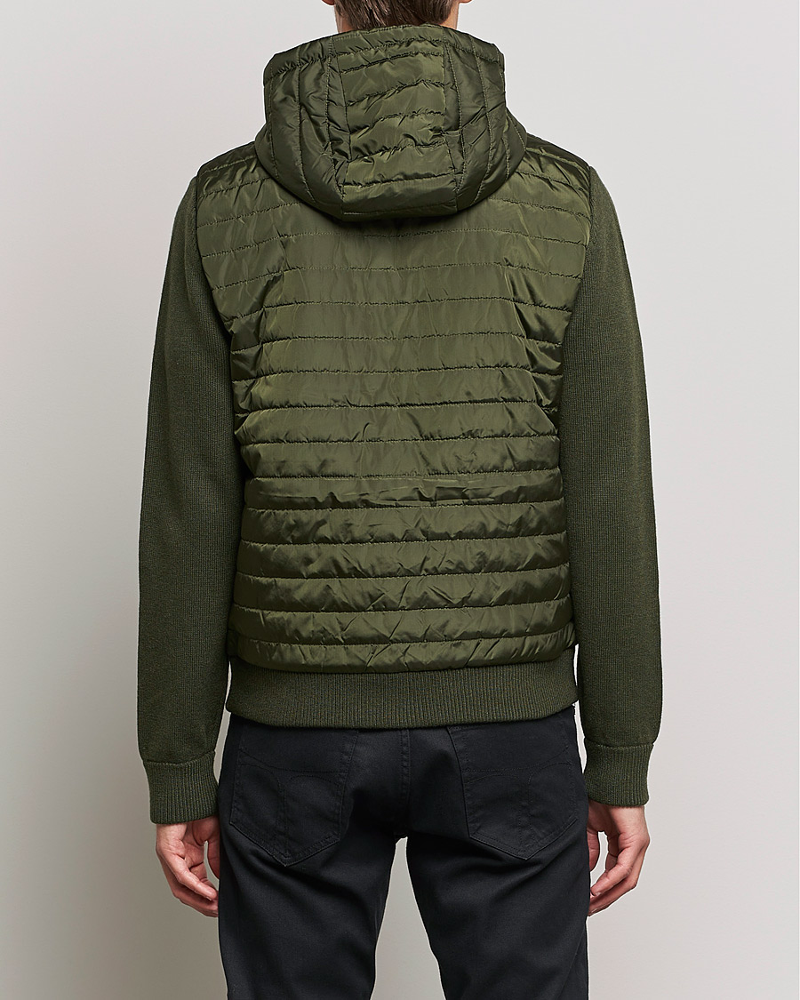 Hombres | Jerséis y prendas de punto | J.Lindeberg | Pierre Knitted Hybrid Full Zip Hood Forest Green
