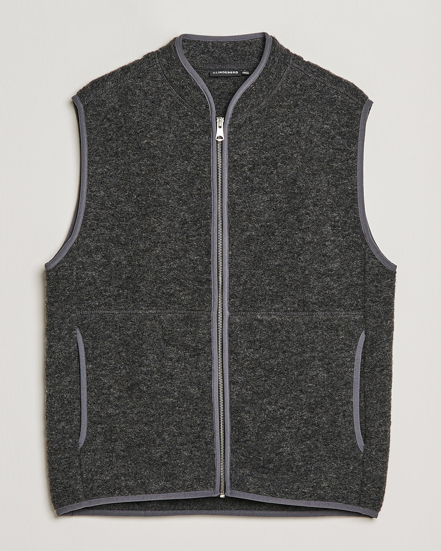 Hombres | Jerséis y prendas de punto | J.Lindeberg | Duncan Wool Fleece Vest Grey Melange