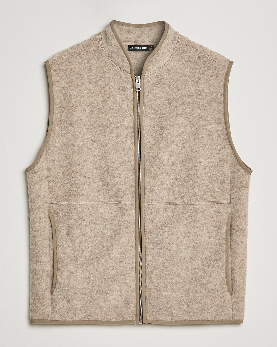 Hombres | Jerséis y prendas de punto | J.Lindeberg | Duncan Wool Fleece Vest Tiger Brown