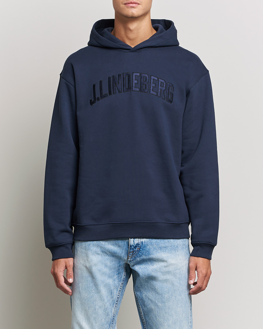 Hombres | Jerséis y prendas de punto | J.Lindeberg | Kyzer Logo Hoodie Navy