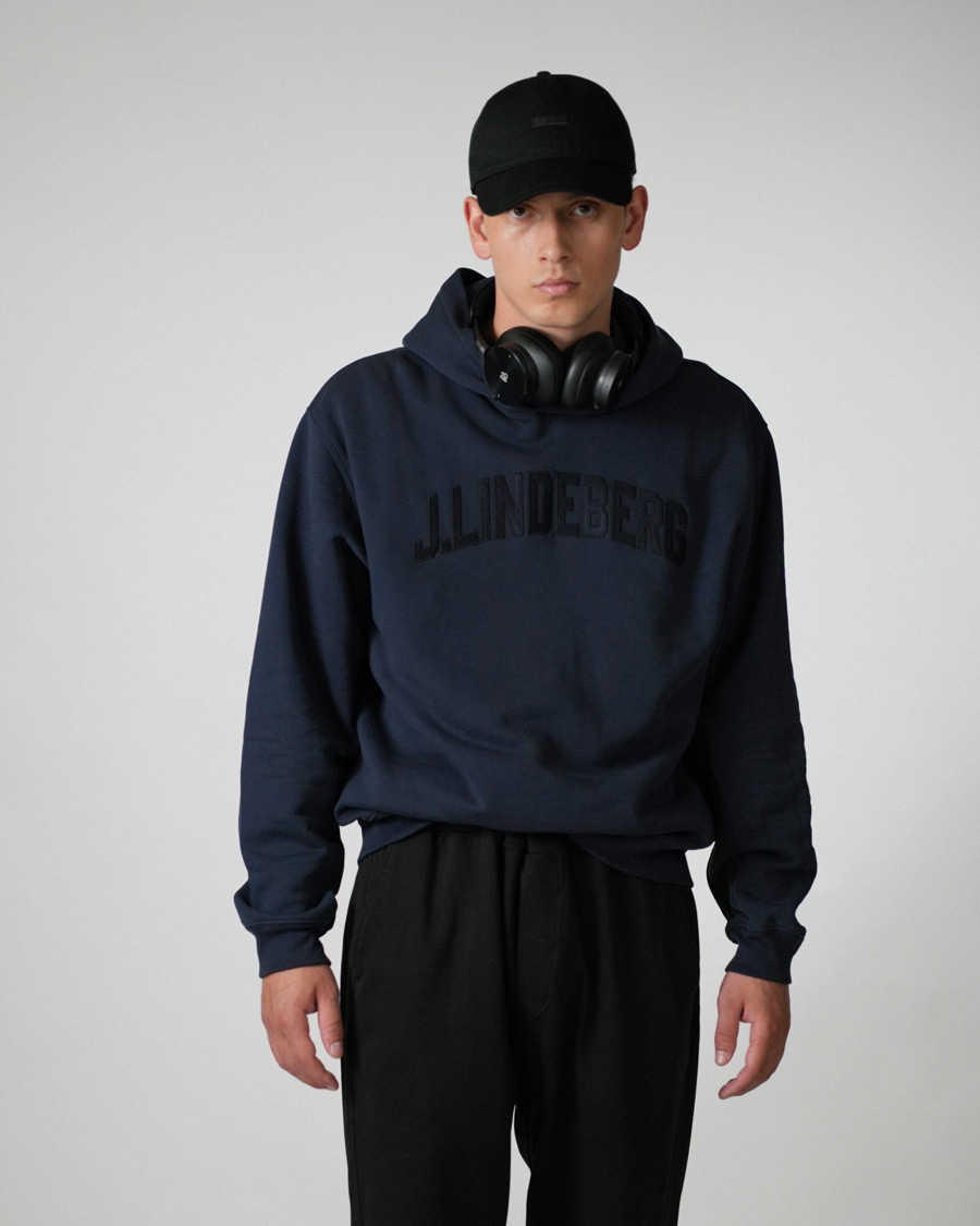 Hombres | Jerséis y prendas de punto | J.Lindeberg | Kyzer Logo Hoodie Navy
