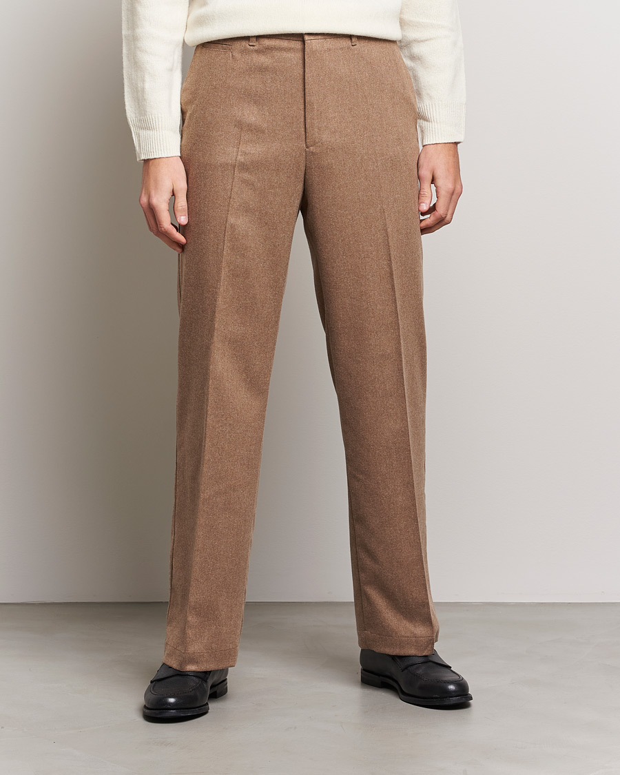 Hombres | Pantalones | J.Lindeberg | Haij Clean Flannel Trousers Tiger Brown
