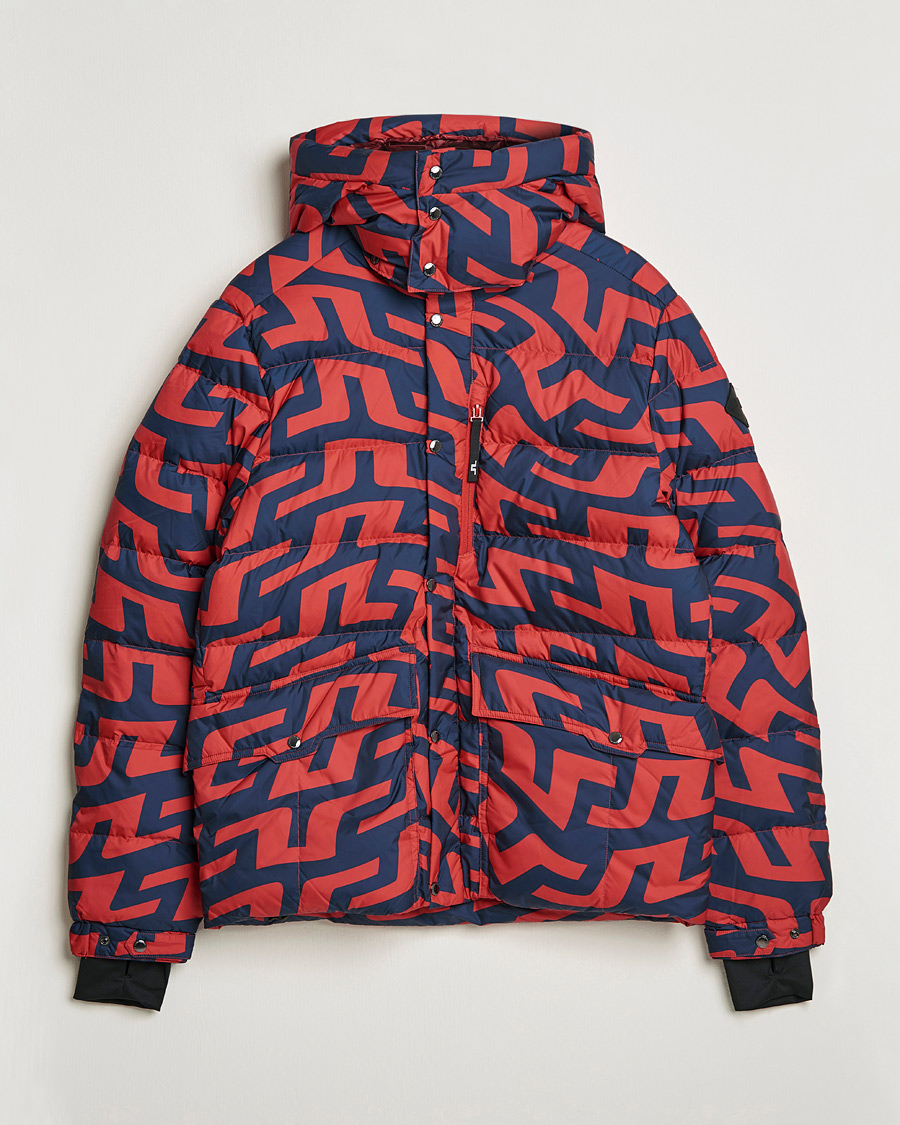 Hombres | Abrigos y chaquetas | J.Lindeberg | Sphere Printed Down Jacket Bridge Swirl Red