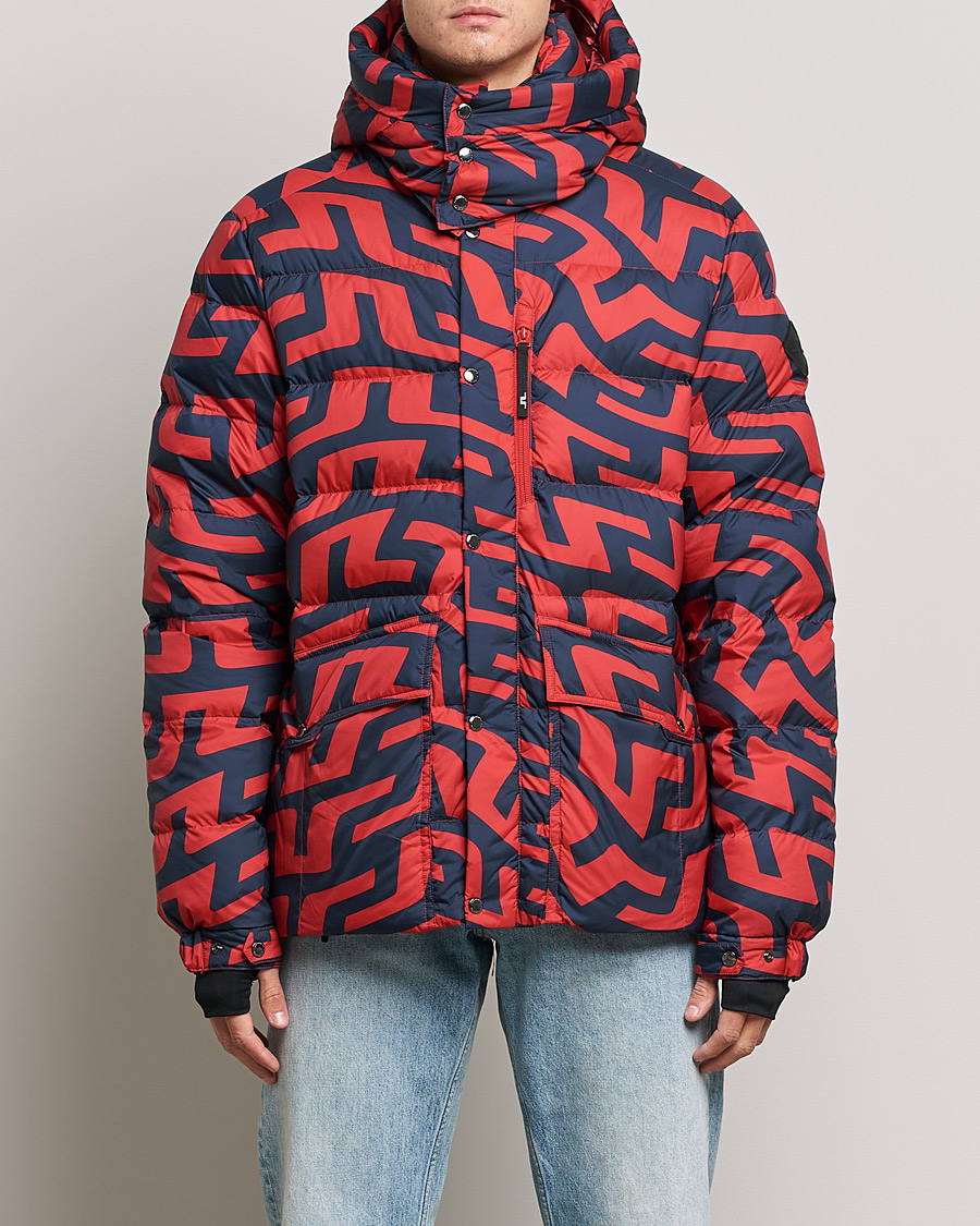Hombres | Abrigos y chaquetas | J.Lindeberg | Sphere Printed Down Jacket Bridge Swirl Red