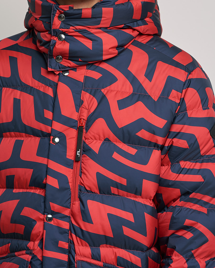Hombres | Abrigos y chaquetas | J.Lindeberg | Sphere Printed Down Jacket Bridge Swirl Red