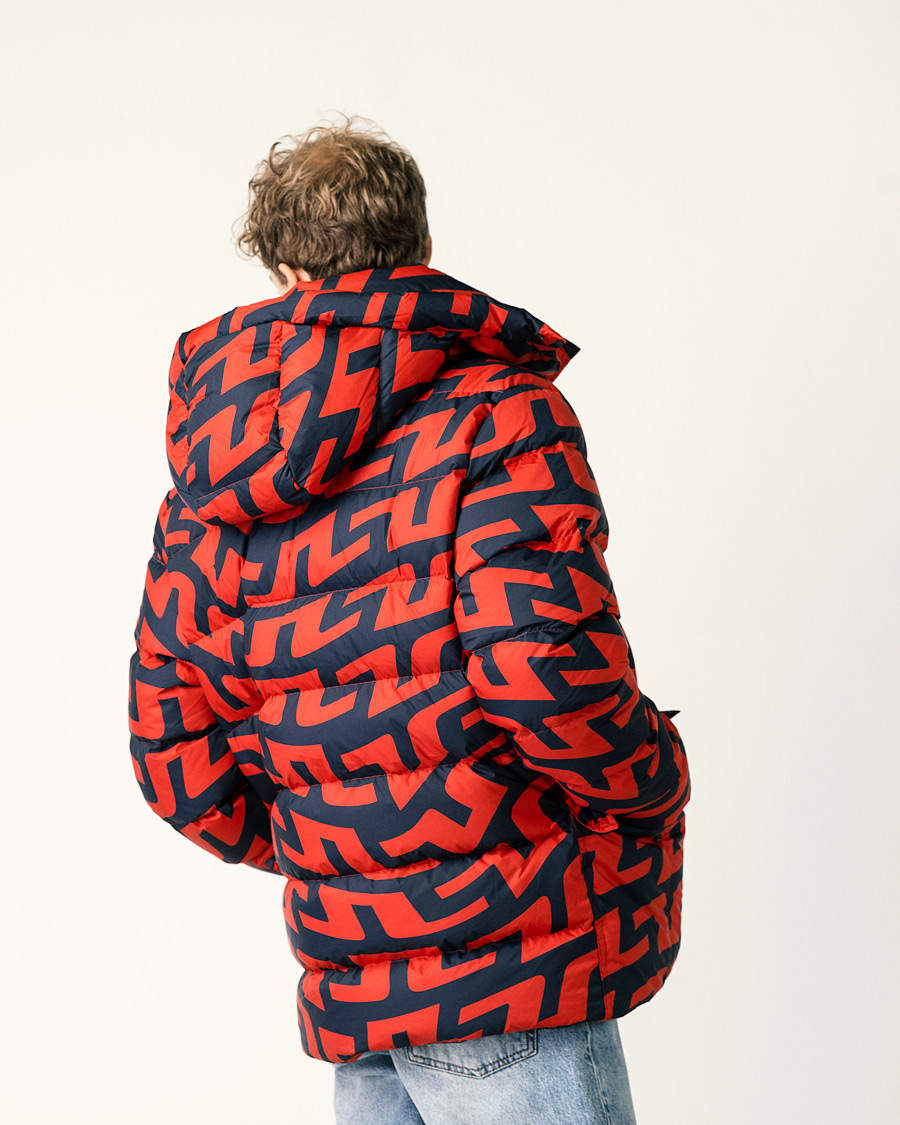 Hombres | Abrigos y chaquetas | J.Lindeberg | Sphere Printed Down Jacket Bridge Swirl Red