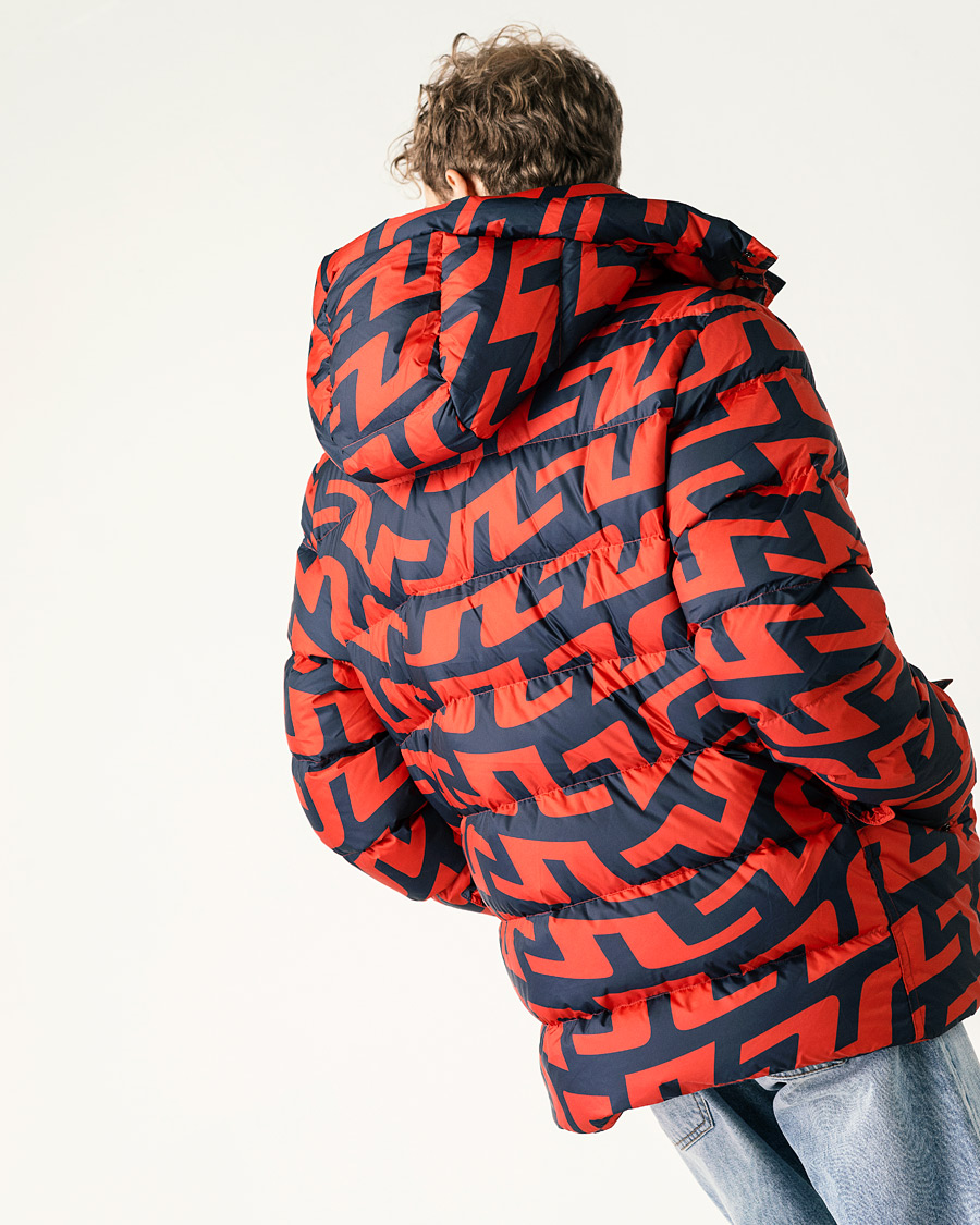 Hombres | Abrigos y chaquetas | J.Lindeberg | Sphere Printed Down Jacket Bridge Swirl Red