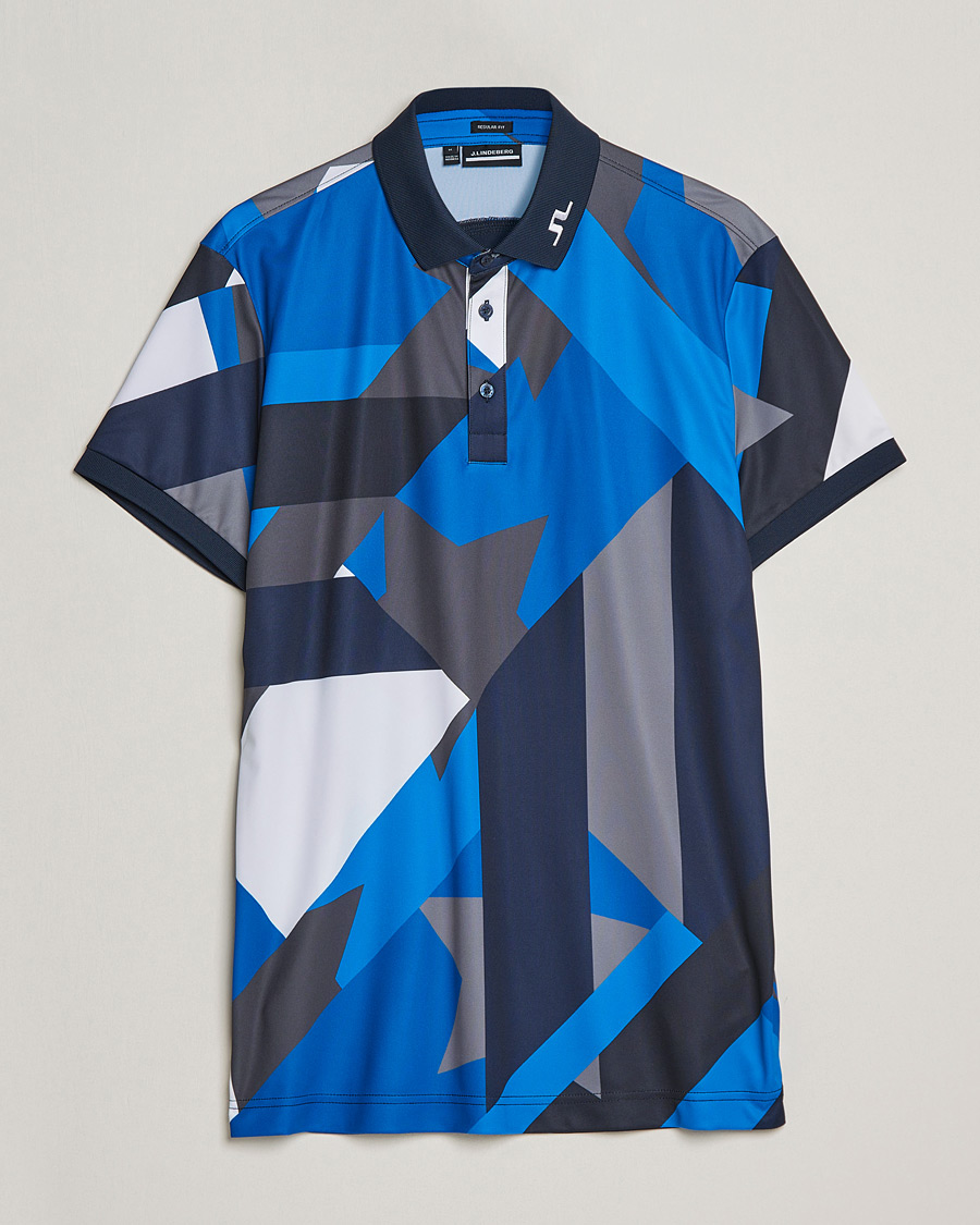 Hombres | Polos | J.Lindeberg | KV Regular Fit Printed Polo Blue Flag