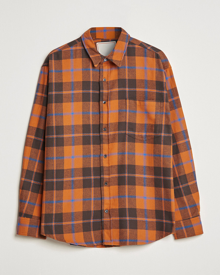 Hombres | Camisas | Jeanerica | Come Checked Flannel Shirt Burnt Orange