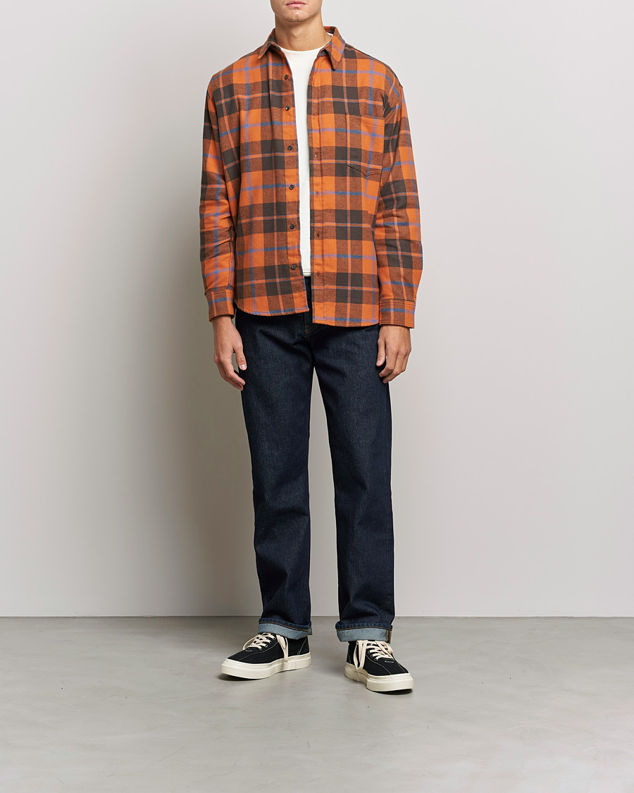Hombres | Camisas | Jeanerica | Come Checked Flannel Shirt Burnt Orange