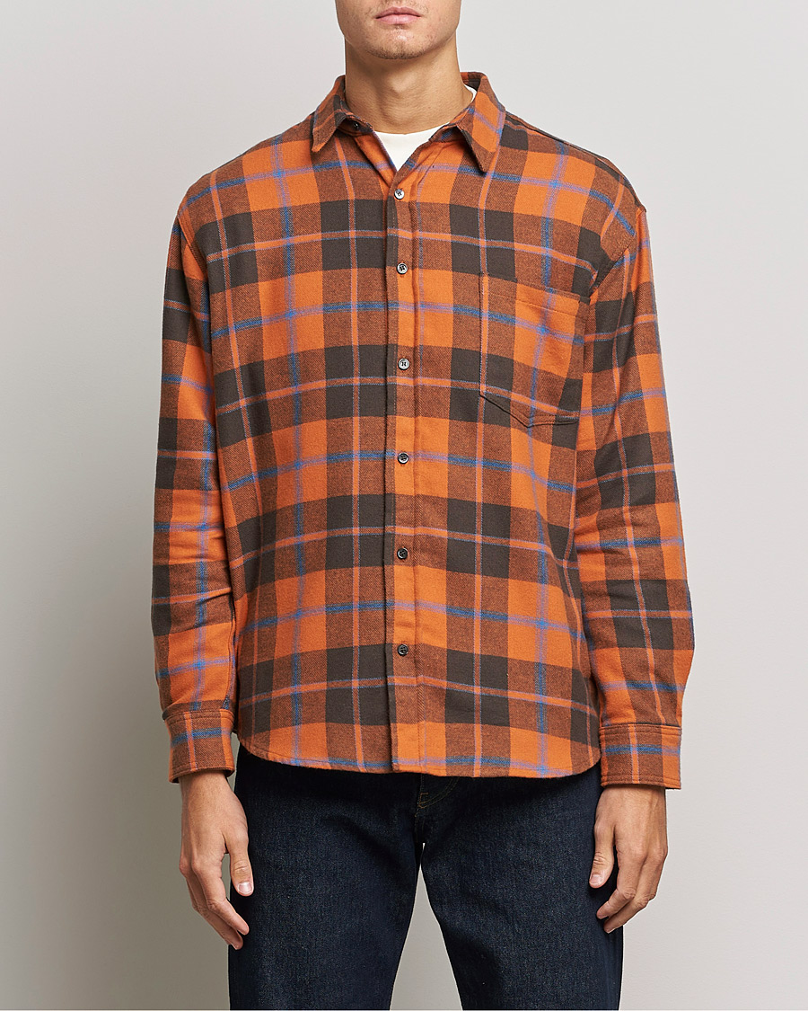 Hombres | Camisas | Jeanerica | Come Checked Flannel Shirt Burnt Orange