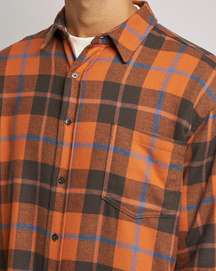 Hombres | Camisas | Jeanerica | Come Checked Flannel Shirt Burnt Orange