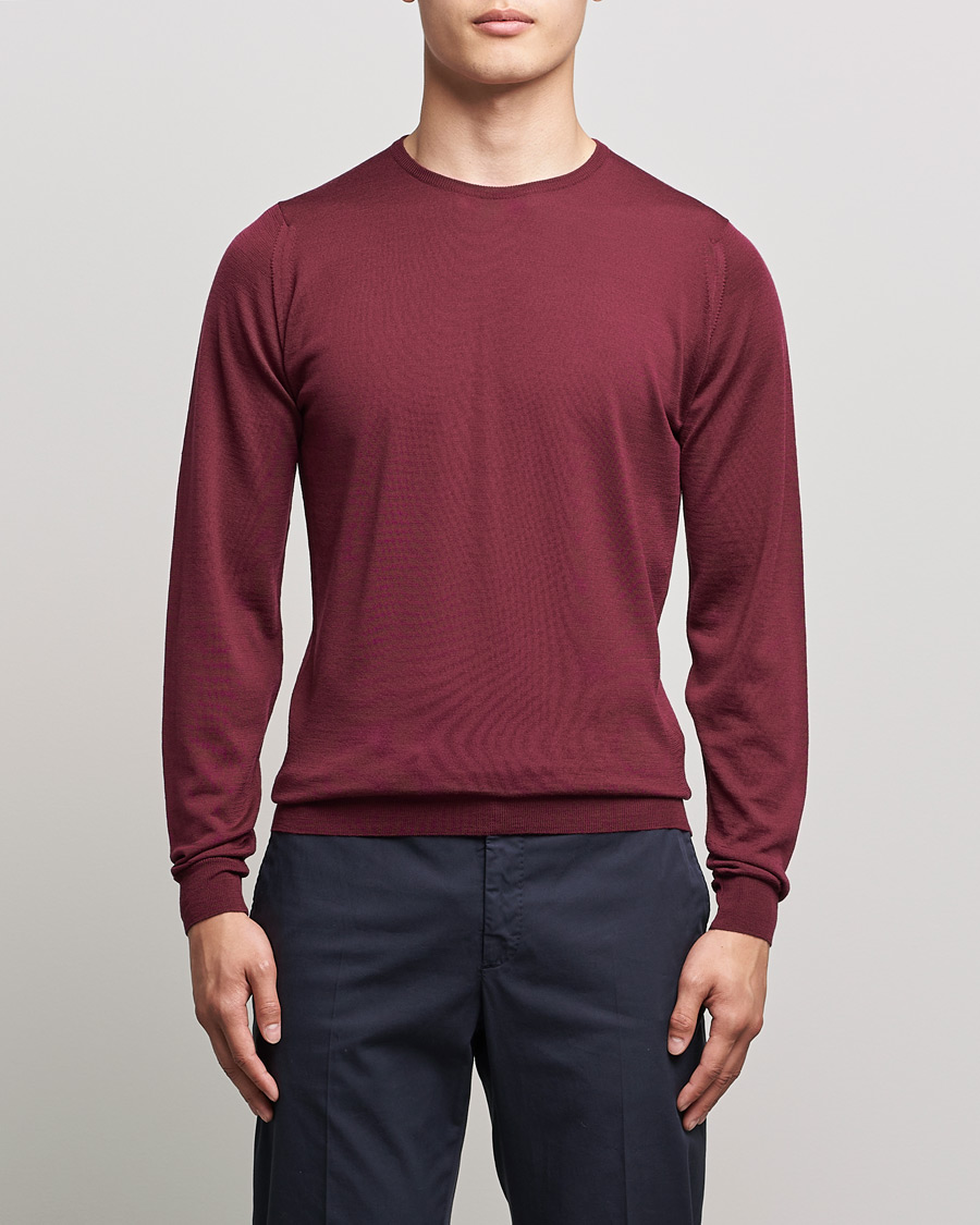 Hombres | Jerséis y prendas de punto | John Smedley | Lundy Extra Fine Merino Crew Neck Bordeaux