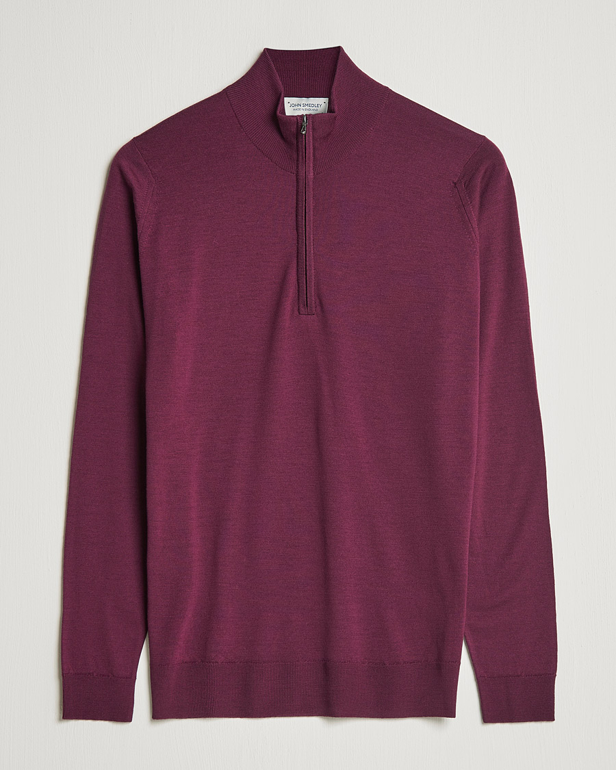 Hombres | Jerséis y prendas de punto | John Smedley | Barrow Extra Fine Merino Half Zip Pigment Purple