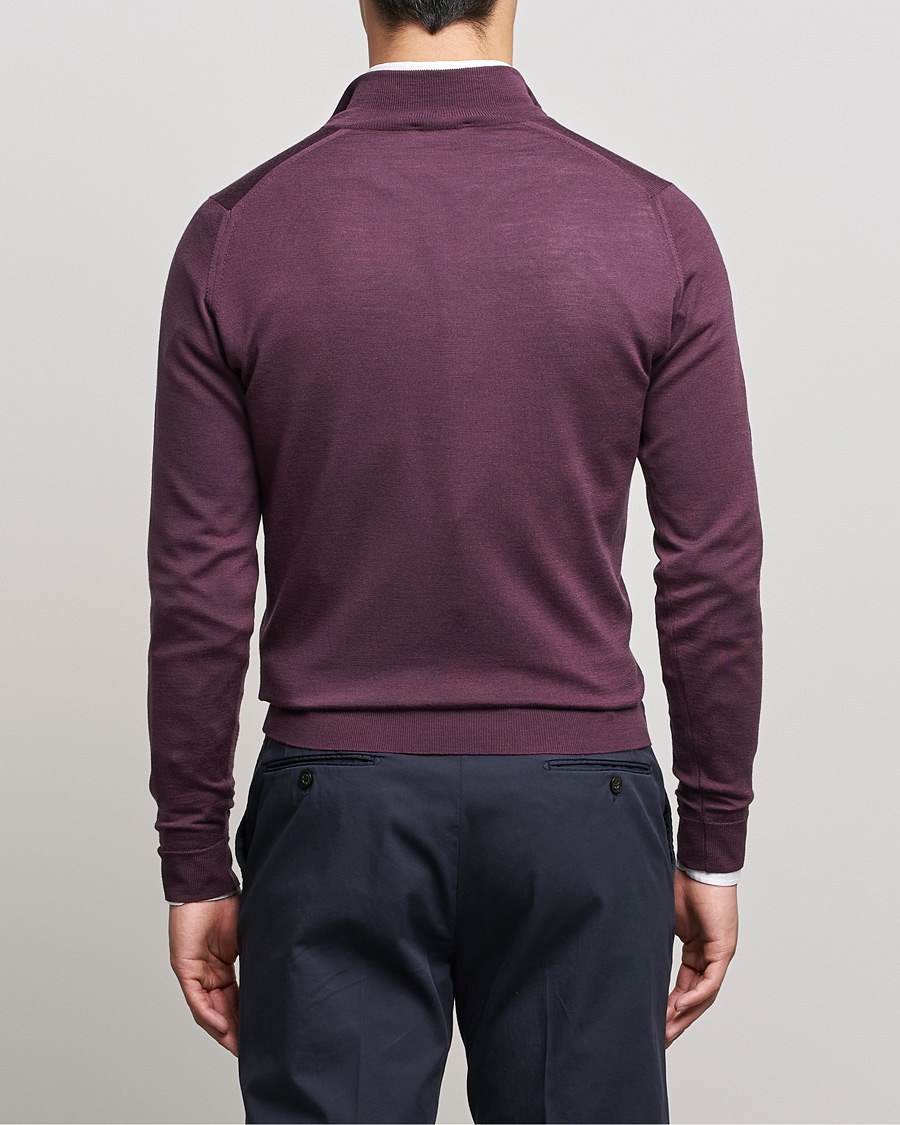 Hombres | Jerséis y prendas de punto | John Smedley | Barrow Extra Fine Merino Half Zip Pigment Purple