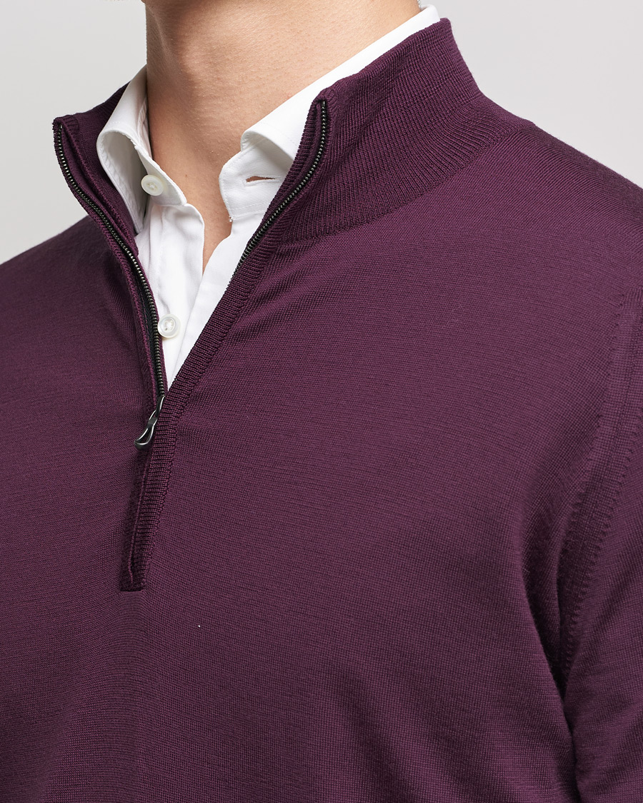 Hombres | Jerséis y prendas de punto | John Smedley | Barrow Extra Fine Merino Half Zip Pigment Purple