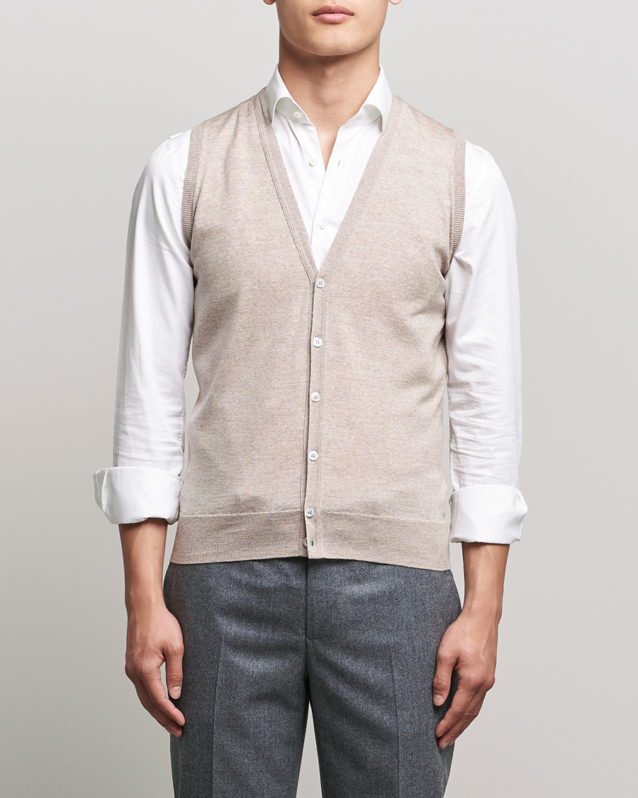 Hombres | Jerséis y prendas de punto | John Smedley | Huntswood Slim Fit Waistcoat Soft Fawn