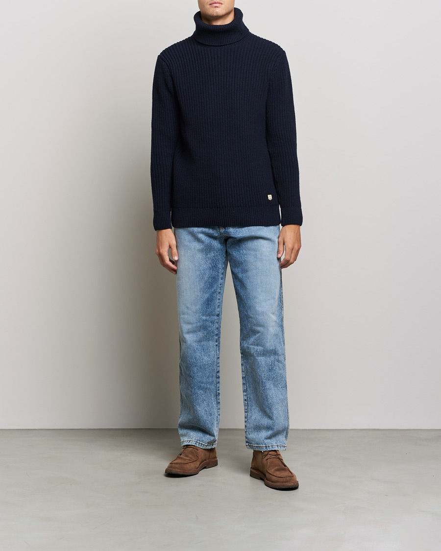 Hombres | Jerséis y prendas de punto | Armor-lux | Pull Col Montant Wool Sweater Navy