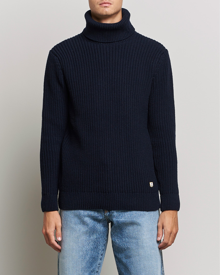 Hombres | Jerséis y prendas de punto | Armor-lux | Pull Col Montant Wool Sweater Navy