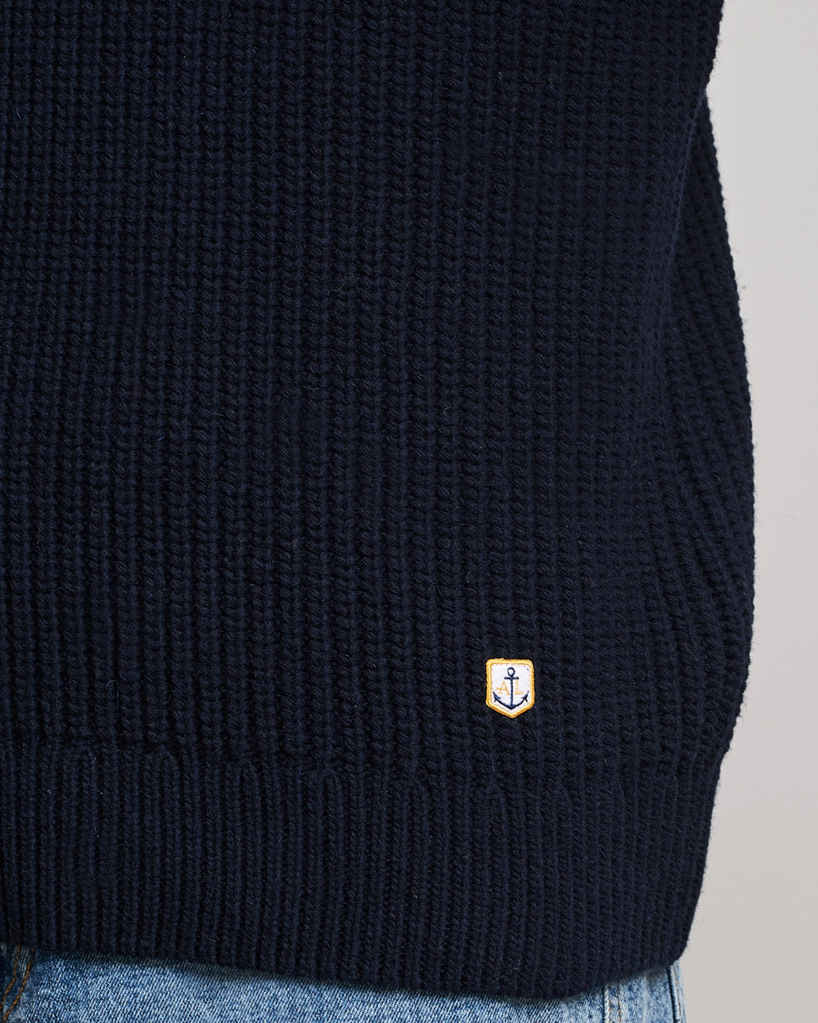 Hombres | Jerséis y prendas de punto | Armor-lux | Pull Col Montant Wool Sweater Navy