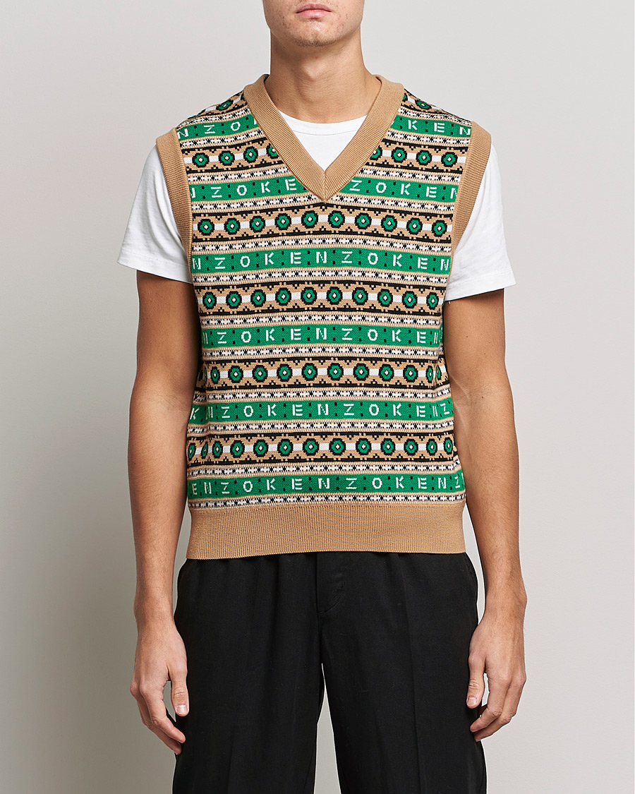 Hombres | Jerséis y prendas de punto | KENZO | Jacquard Vest Grass Green