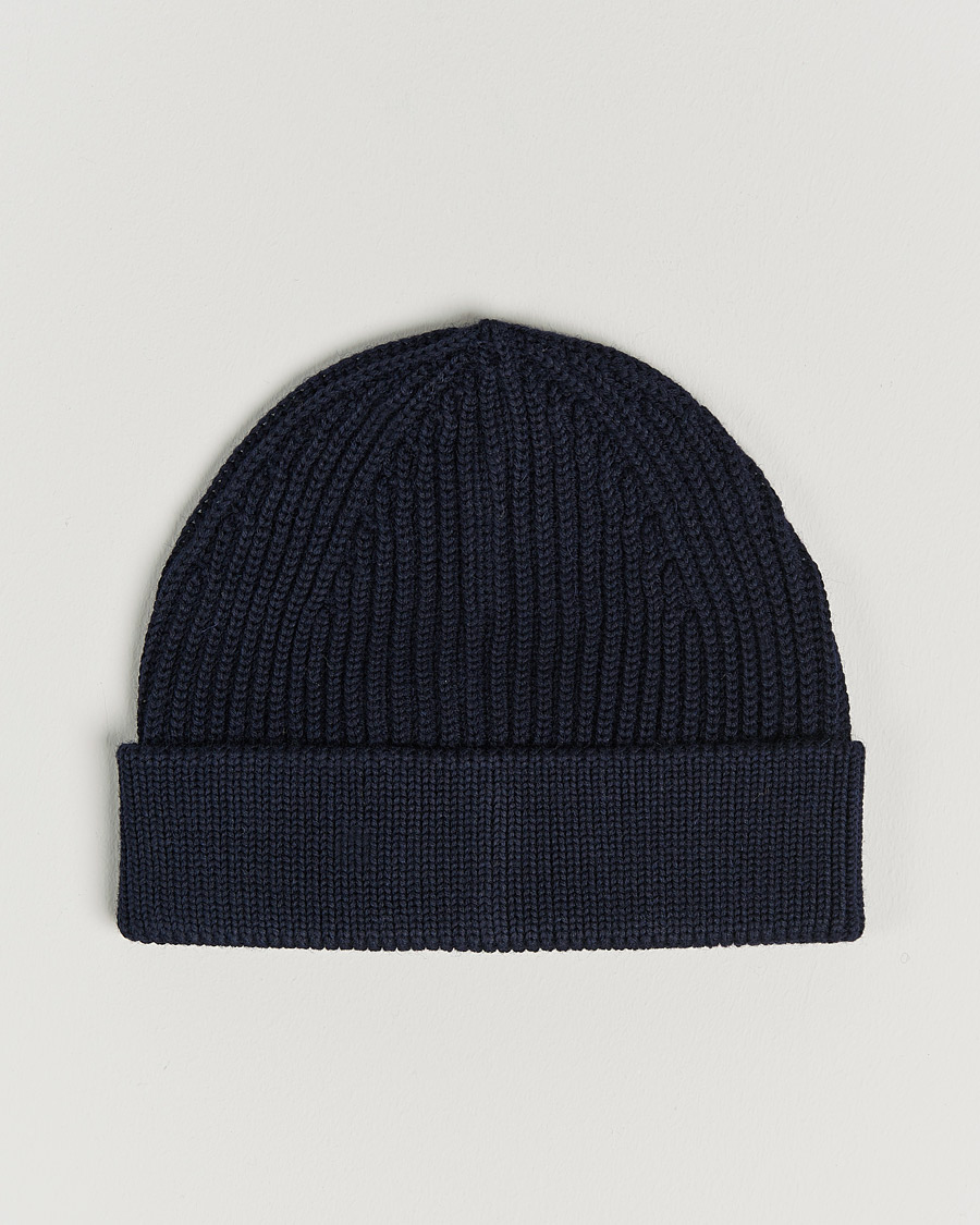 Hombres | Andersen-Andersen Merino Wool Rib Beanie Navy Blue | Andersen-Andersen | Merino Wool Rib Beanie Navy Blue