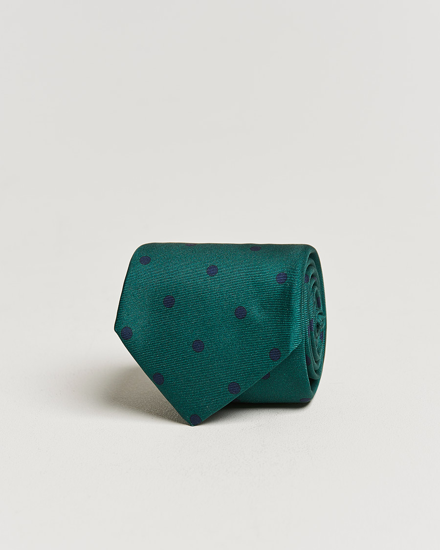 Hombres | Kiton Printed Dots Silk Tie Green | Kiton | Printed Dots Silk Tie Green
