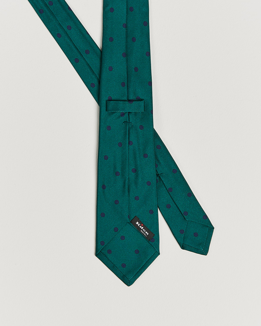 Hombres | Kiton Printed Dots Silk Tie Green | Kiton | Printed Dots Silk Tie Green