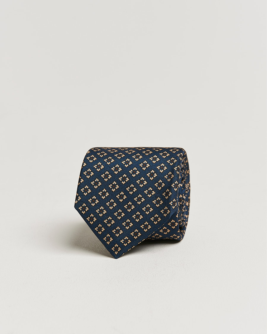 Hombres | Kiton Micro Flower Silk Tie Navy | Kiton | Micro Flower Silk Tie Navy