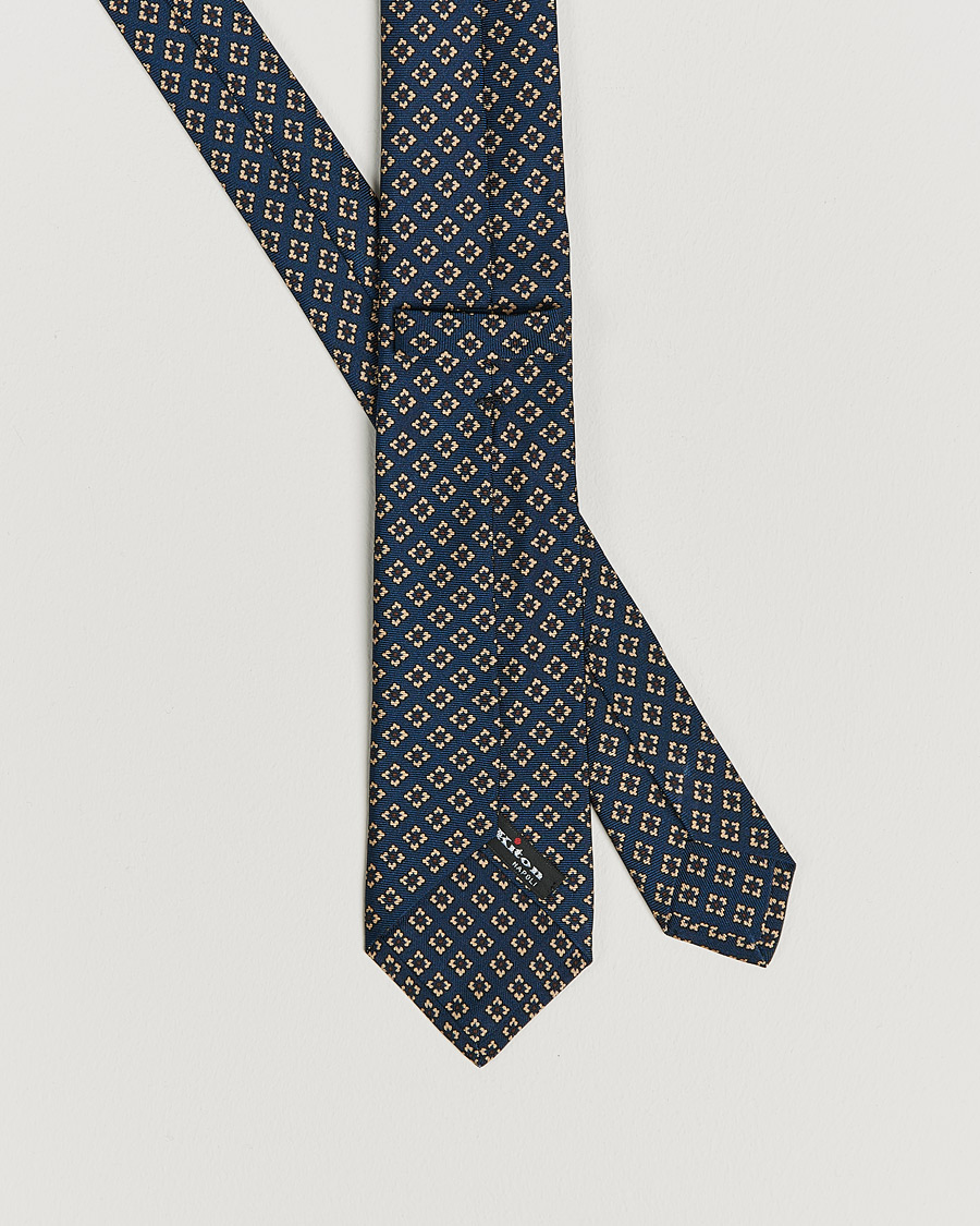 Hombres | Kiton Micro Flower Silk Tie Navy | Kiton | Micro Flower Silk Tie Navy