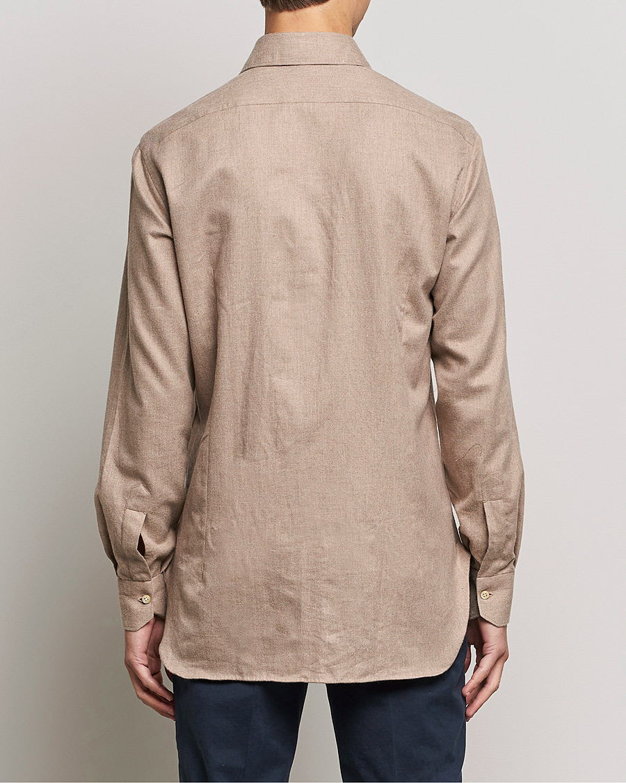 Hombres | Camisas | Kiton | Slim Fit Flannel Shirt Beige