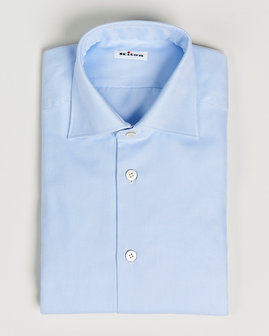 Hombres | Camisas | Kiton | Slim Fit Royal Oxford Shirt Light Blue