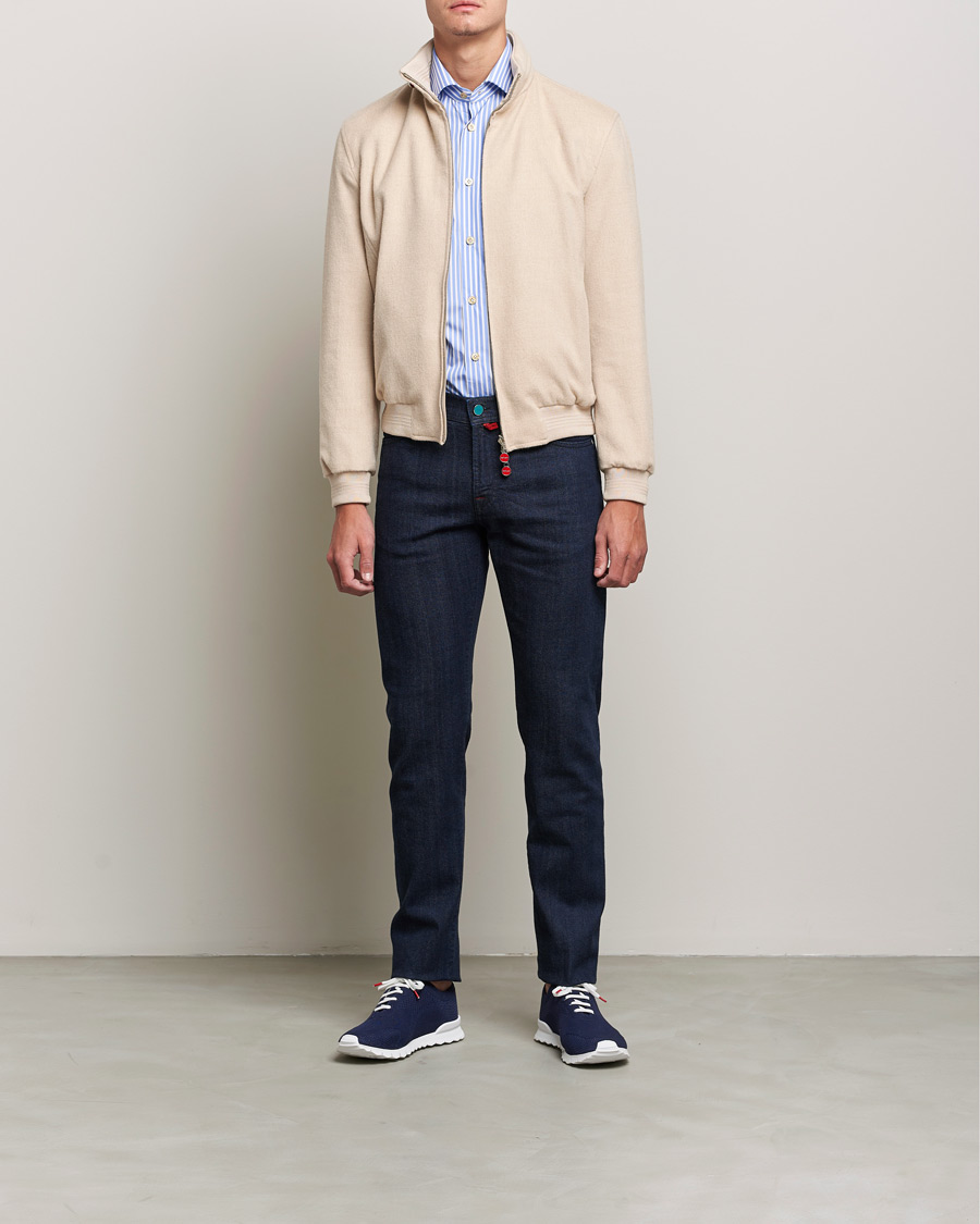 Hombres | Camisas | Kiton | Slim Fit Striped Dress Shirt Light Blue