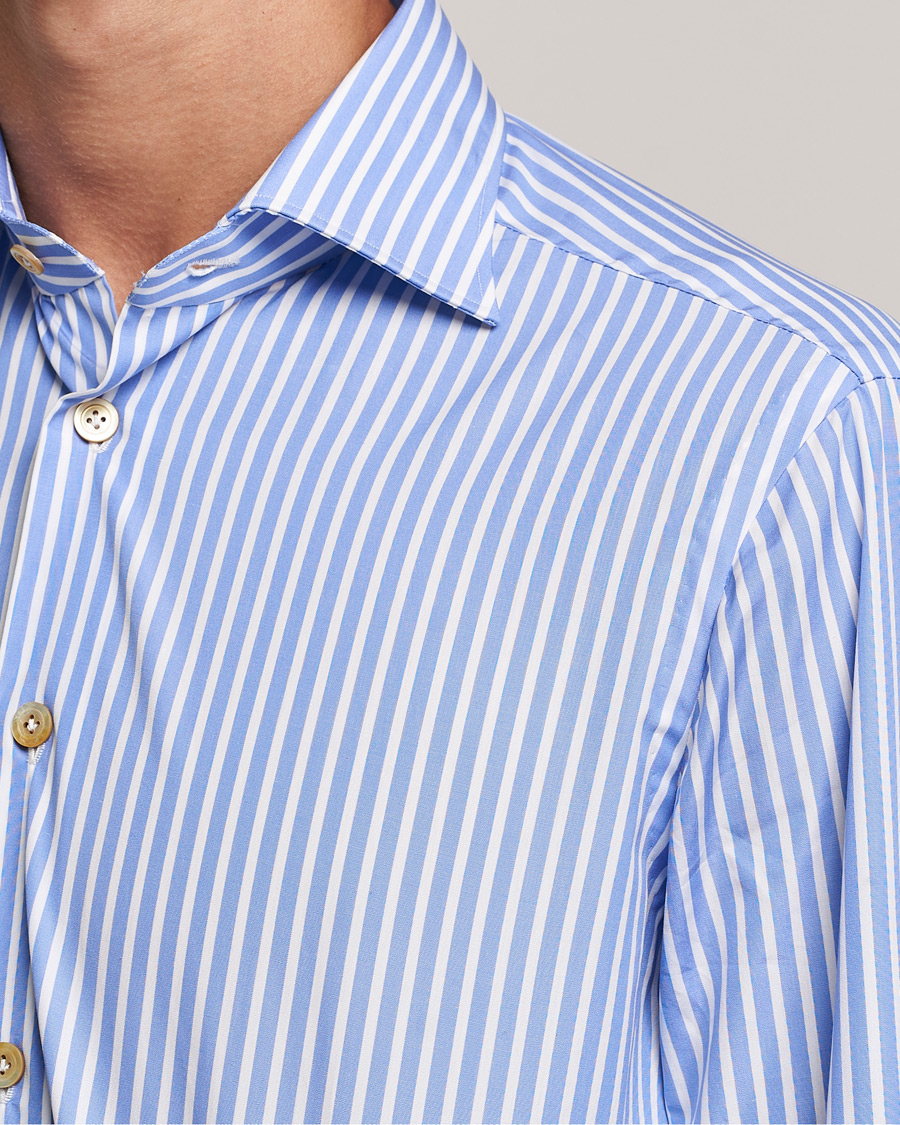 Hombres | Camisas | Kiton | Slim Fit Striped Dress Shirt Light Blue