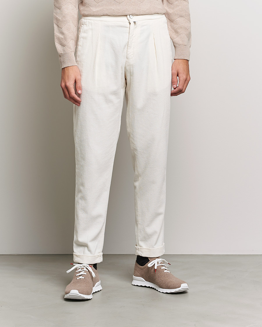 Hombres | Pantalones | Kiton | Slim Fit Cashmere Corduroy Trousers Off White