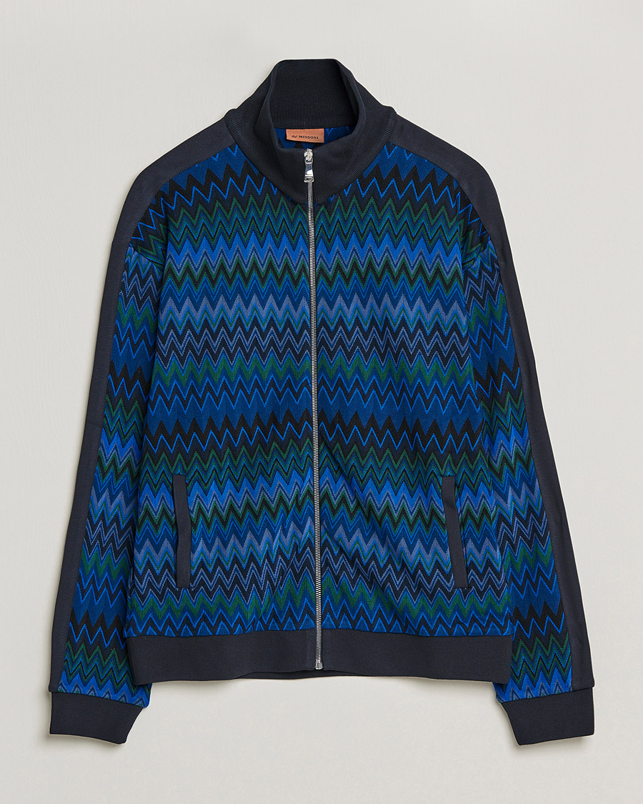 Hombres | Jerséis y prendas de punto | Missoni | Chevron Full Zip Sweater Navy