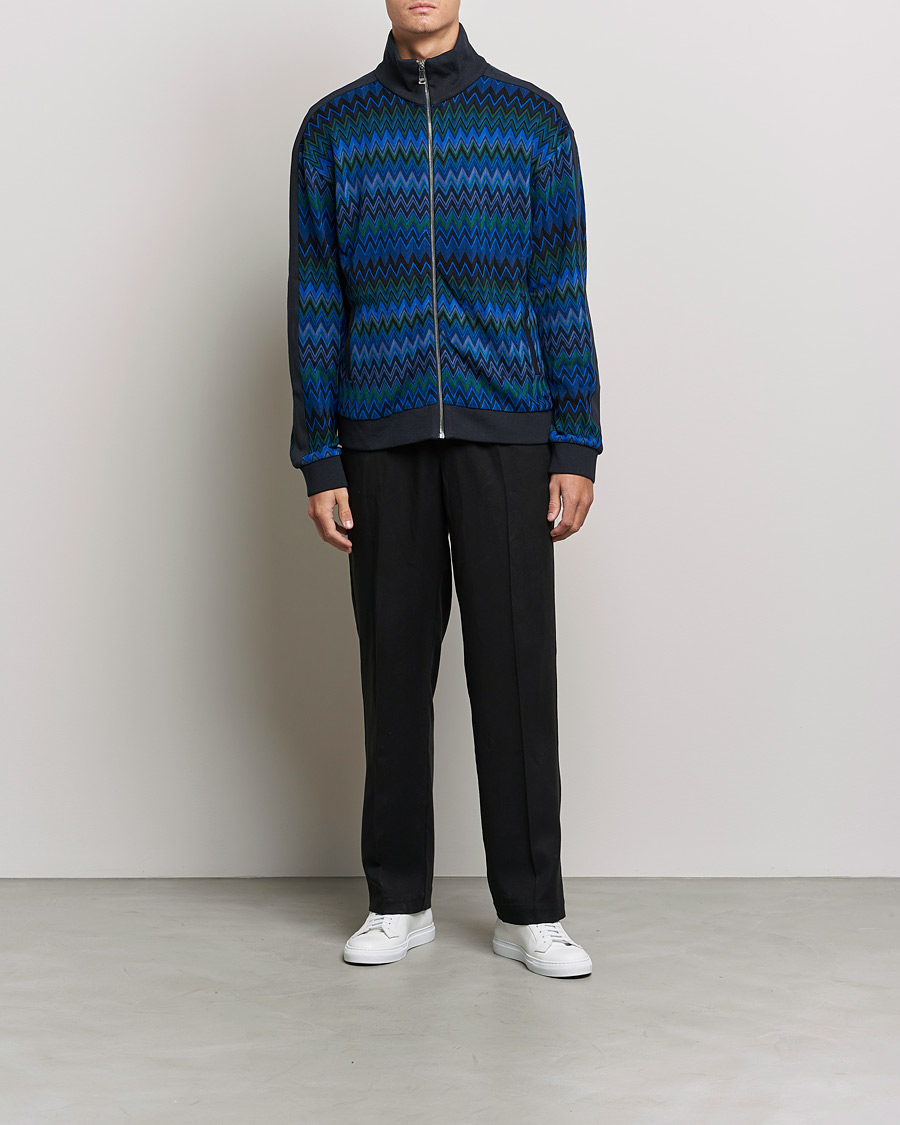 Hombres | Jerséis y prendas de punto | Missoni | Chevron Full Zip Sweater Navy