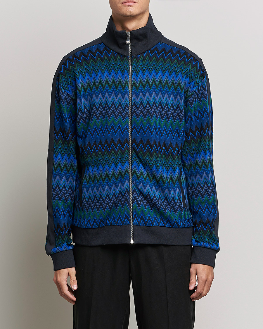 Hombres | Jerséis y prendas de punto | Missoni | Chevron Full Zip Sweater Navy