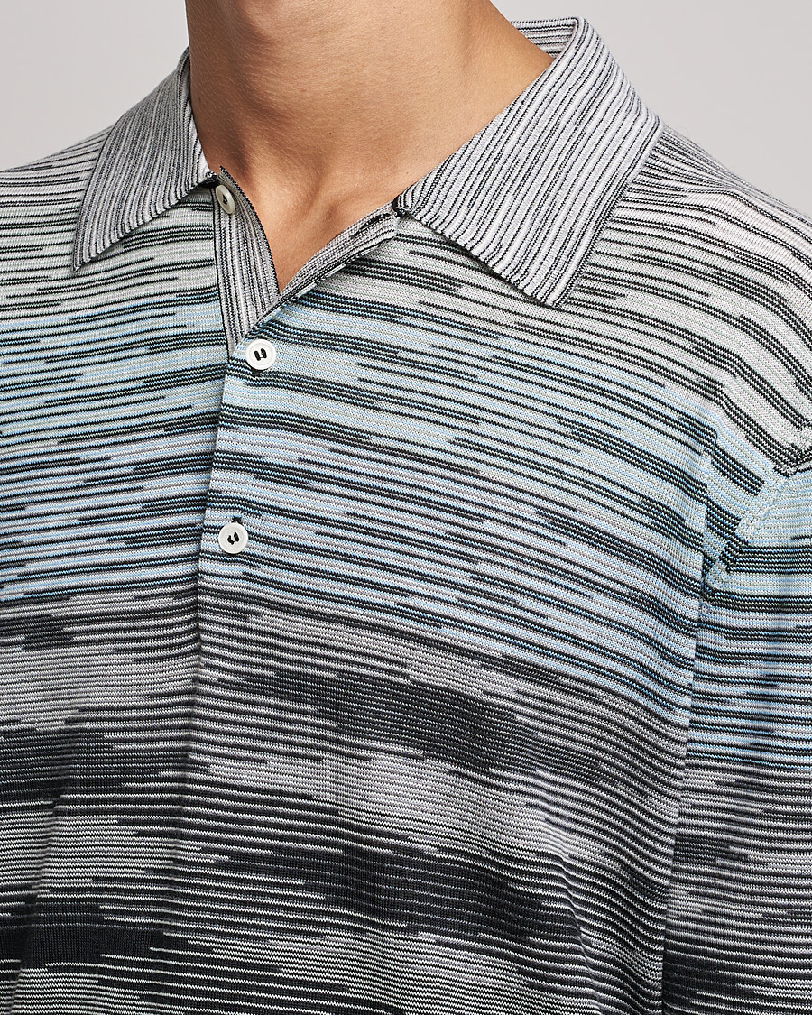 Hombres | Jerséis y prendas de punto | Missoni | Fiammato Knitted Polo Blue/Grey